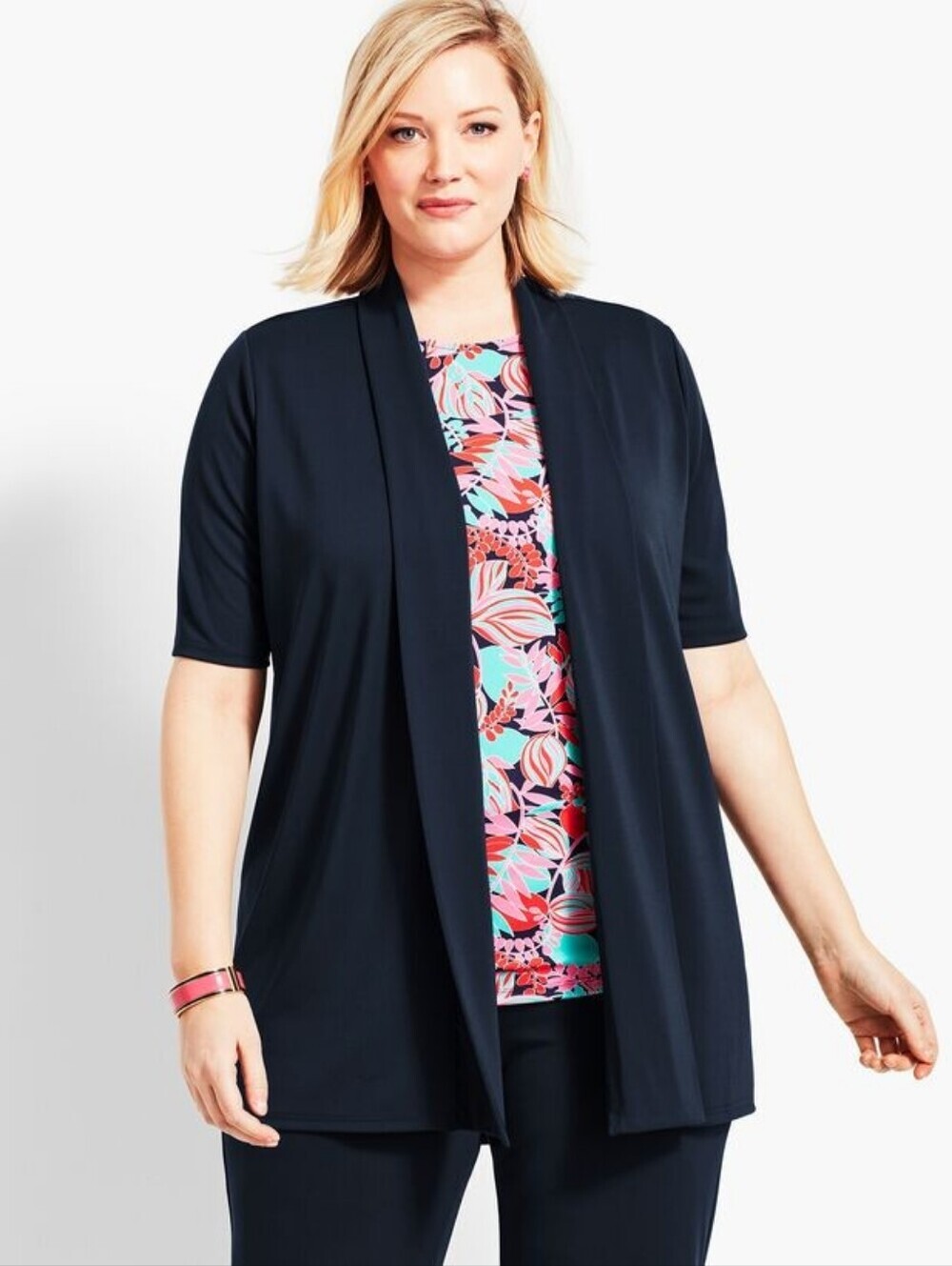 NWT Talbots Elbow-Sleeve Flyaway Knit Jersey Cardigan